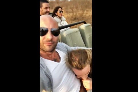 Crazy blowjob on safari bus with cumshot